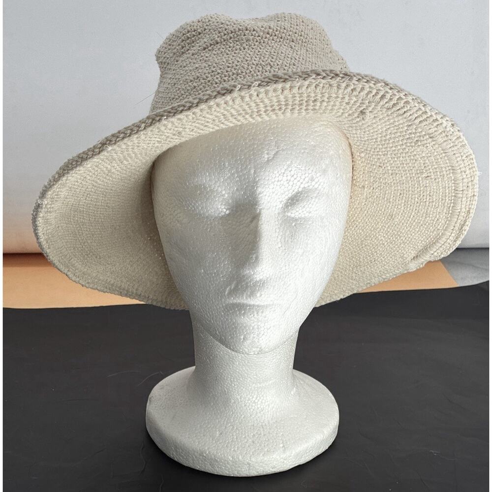 San Diego Hat Company Crochet Floppy Sun Hat Natural Wide Shapeable Brim OS NWT - Picture 2 of 5
